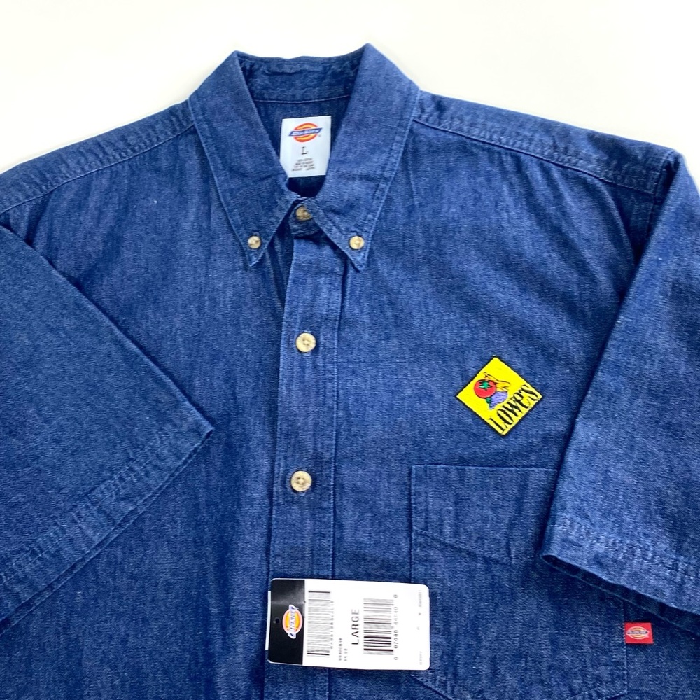 Dickies Men's Large Dark Blue Denim Work Shirt Lowe’s Market Patch New With Tags